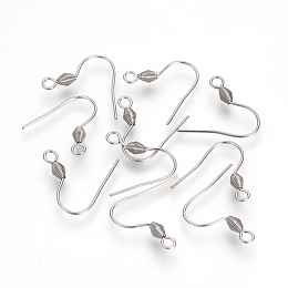 Honeyhandy 304 Stainless Steel Earring Hooks, Ear Wire, with Horizontal Loop, Stainless Steel Color, 18~19x19x3mm, 9 Gauge, Hole: 2mm