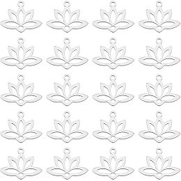 UNICRAFTALE 20pcs Hollow Lotus Flower Pendants Stainless Steel Metal Pendants Laser Cut Dangle Charms for Jewelry Making 1.6mm Hole Stainless Steel Color