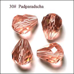 Honeyhandy Imitation Austrian Crystal Beads, Grade AAA, Faceted, teardrop, Light Salmon, 8x10mm, Hole: 0.9~1mm