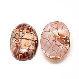 Honeyhandy Dyed Natural Fire Agate Cabochons, Oval, Peru, 30x20x7mm