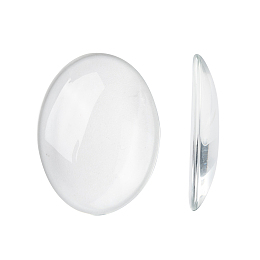 Honeyhandy Transparent Oval Glass Cabochons, Clear, 40x30mm, 8mm(Range: 7~9mm) thick