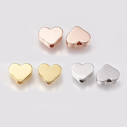 Honeyhandy Brass Beads, Heart, Mixed Color, 6.5x8x2.5mm, Hole: 1.5mm