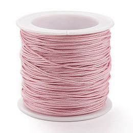 Honeyhandy Braided Nylon Thread, DIY Material for Jewelry Making, Pearl Pink, 0.8mm, 100yards/roll