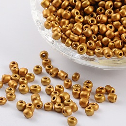 Honeyhandy Baking Paint Glass Seed Beads, Goldenrod, 4~5x3~4mm, about 500pcs/50g