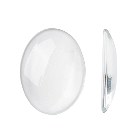 Honeyhandy Transparent Oval Glass Cabochons, Clear, 40x30mm, 8mm(Range: 7~9mm) thick