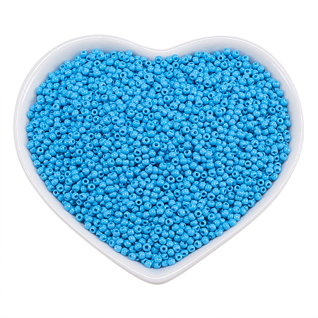 ORNALAND 12/0 Glass Seed Beads, Baking Varnish, Opaque Colours, Round, Cornflower Blue, 2x1.5mm, Hole: 0.3mm; about 11200pcs/bag