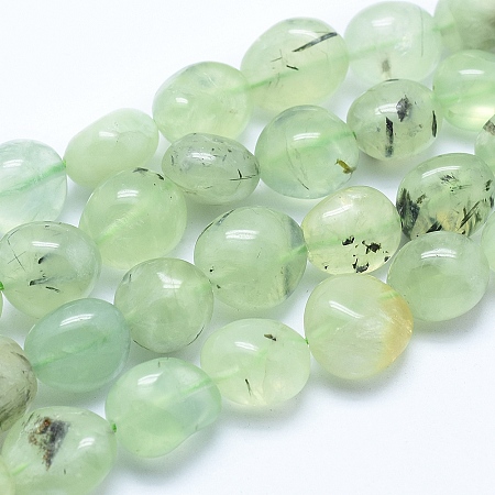 Arricraft Natural Prehnite Beads Strands, Nuggets, 10~16x7~14mm, Hole: 0.8mm, about 25~35pcs/strand, 15.7 inches(40cm)