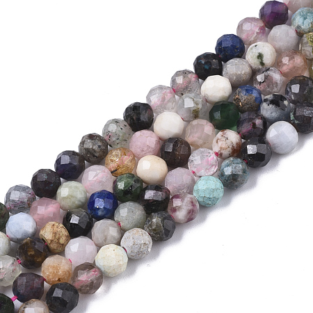 ARRICRAFT Natural Mixed Stone Beads Strands, Faceted, Round, 4mm, Hole: 0.7mm, about 85~88pcs/strand, 15 inches~15.55 inches(38.2~39.5cm)