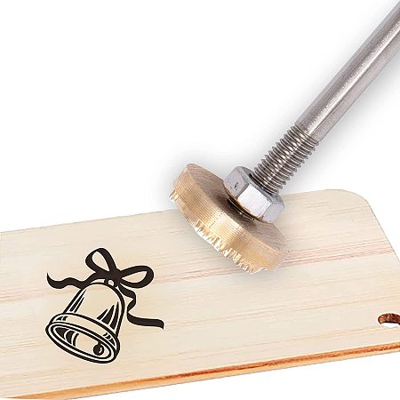 OLYCRAFT Wood Leather Cake Branding Iron 1.2 Inch Branding Iron Stamp Custom Logo BBQ Heat Bakery Stamp with Brass Head Wood Handle for Woodworking Baking Handcrafted Design - Bell
