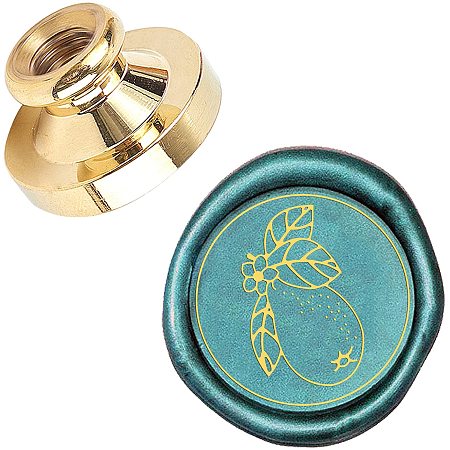 PandaHall Elite Wax Seal Stamp, 25mm Pear Retro Brass Head Sealing Stamps, Removable Sealing Stamp for Wedding Envelopes Letter Card Invitations Bottle Decoration