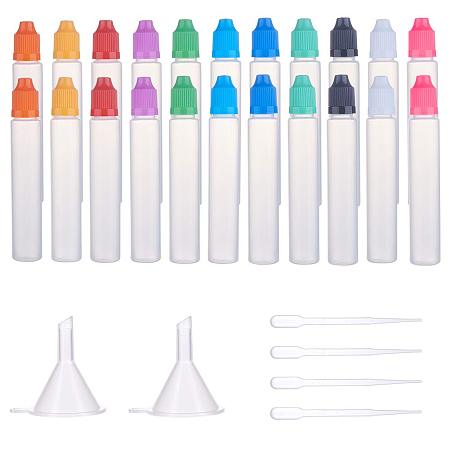 BENECREAT 22 Pack 1oz（30ml） Plastic Squeeze Dropper Bottle Thin Tip Bottle with Childproof Caps, 4 Funnel and 2 Dropper for Liquids DIY Craft Work