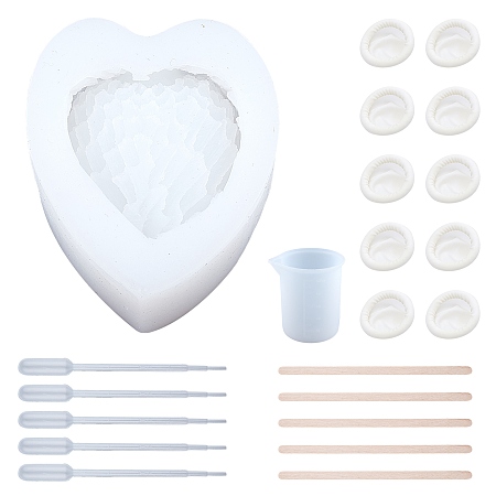 SUNNYCLUE Heart Jewelry Tray Silicone Molds, Resin Casting Molds, For UV Resin, Epoxy Resin Jewelry Making, 100ml Measuring Cup Silicone Glue Tools and Birch Wooden Craft Ice Cream Sticks, Clear, 91x76.5x40mm