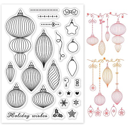 GLOBLELAND Christmas Lanterns Silicone Clear Stamps with Snowflakes for Card Making DIY Scrapbooking Photo Album Decoration Paper Craft,6.3x4.3 Inches