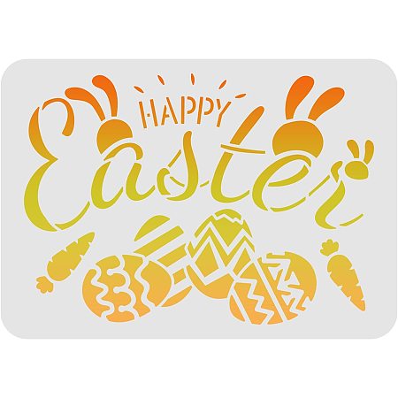 FINGERINSPIRE Happy Easter Drawing Painting Stencils (11.6x8.3inch) Easter Theme Templates Decoration Easter Egg Stencils Bunny Carrot Drawing Stencil for Painting on Wood, Floor, Wall Fabric