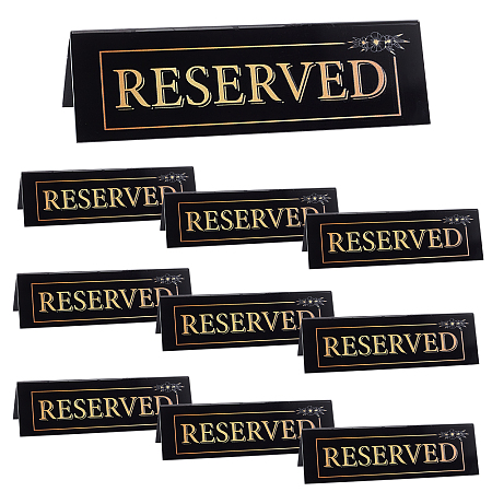 OLYCRAFT 10Pcs Black Reserved Table Sign 5.9x1.6 Inch Acrylic Reserved Tent Signs Guest Reservation Table Sign Reserved Seat Signs for Restaurant Bar Wedding Party Meeting Seat Reservation