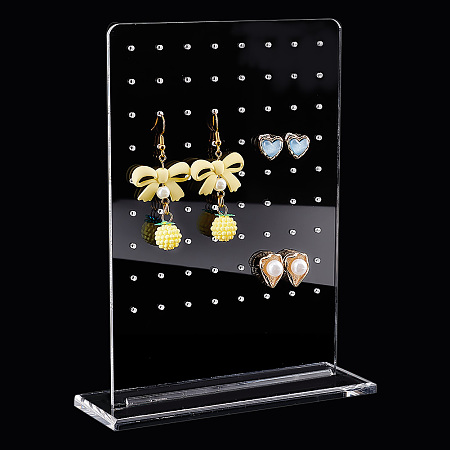 PandaHall Elite Transparent Acrylic Earring Display Stands, Earring Organizer Holder, Rectangle, Clear, 14x5x18cm, Hole: 1.8mm