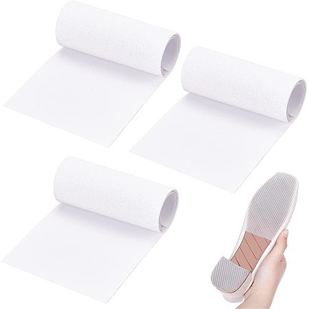SUPERFINDINGS 3 Sheets White Clear Sole Protector Rectangle Self-Adhesive Pads Thermoplastic Rubber Non-Slip Sole Stickers for Heels