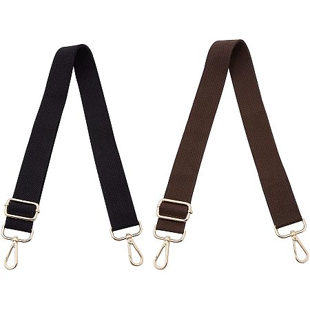 ARRICRAFT 2pcs Wide Adjustable Cotton Purse Strap Replacement Guitar Strap Handbag Shoulder Bag Tote Bag Strap Accessories with Swivel Clasp DIY Handmade Strap Accessories (Black&Dark Brown)