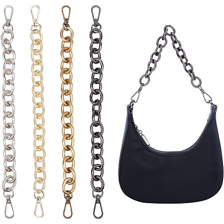 WADORN 4 Styles Metal Purse Handle Chain, 12 Inch Handbag Short Chain Bag Strap Extender Clutch Bag Wallet Handle Replacement Shoulder Bag Strap with Metal Buckles Bag Decoration Chain Accessories