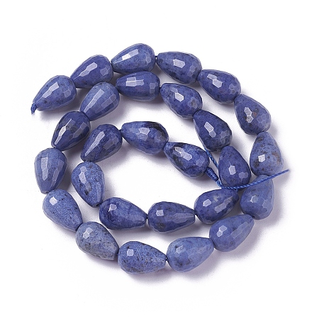 Honeyhandy Natural Dumortierite Quartz Beads Strands, Faceted, Drop, 14~15x10~10.5mm, Hole: 1mm, about 25pcs/strand, 15.15 inch