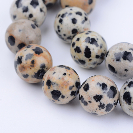 Honeyhandy Natural Dalmatian Jasper Beads Strands, Round, 4~4.5mm, Hole: 0.8mm, about 96pcs/strand, 15.5 inch