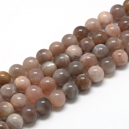 Honeyhandy Natural Sunstone Beads Strands, Round, 4mm, Hole: 1mm, about 84~90pcs/strand, 15.1 inch