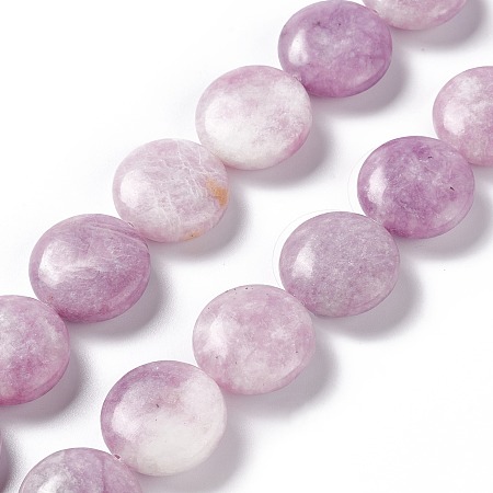 Natural Lepidolite Beads Strands, Flat Round, 19.5~20.5x7~8mm, Hole: 1mm, about 20pcs/strand, 15.55''~15.98''(39.5~40.6cm)