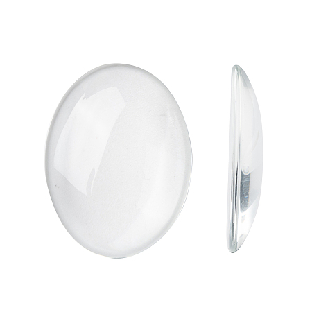 Honeyhandy (Old Sku: GGLA-G017)Transparent Oval Glass Cabochons, Clear, 40x30mm, 8mm(Range: 7~9mm) thick