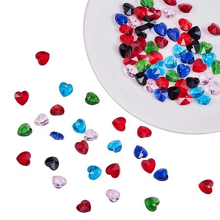 PandaHall Elite 70 pcs 7 Colors Faceted Heart Charms Glass Beads Dangle Charms Beads for Pendant Bracelet Earring DIY Crafts Jewelry Dangle Making Findings Supplies