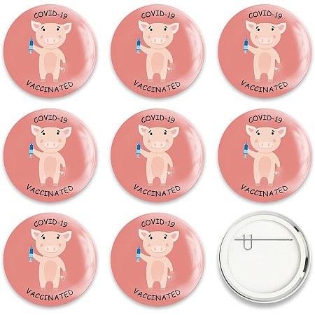 GLOBLELAND 9 Pcs Vaccine Button Pins I Got Vaccinated Covid-19 Buttons Pig Pattern for Men's/Women's Brooches or Doctors, Nurses, Hospitals, 2-1/4 Inch
