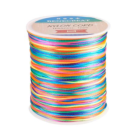BENECREAT 1mm 200M (218 Yards) Nylon Satin Thread Rattail Trim Cord for Beading, Chinese Knot Macrame, Jewelry Making and Sewing - Mixed Color
