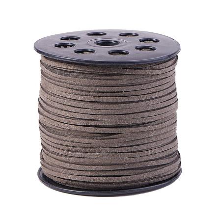 ARRICRAFT 1 Roll (100 Yards, 300 Feet) Micro-Fiber Faux Leather Suede Cord String with Roll Spool, 2.7x1.4mm (Gray)