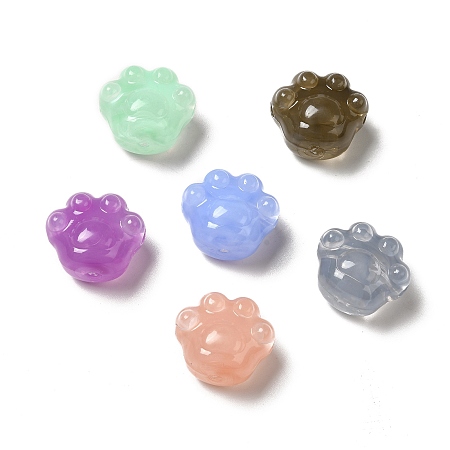 Honeyhandy Opaque Acrylic Beads, Cat Paw, Mixed Color, 16x18.5x13mm, Hole: 2.5mm, about 217pcs/500g