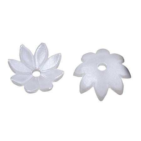 ARRICRAFT 8-Petal ABS Plastic Imitation Pearl Bead Caps, Flower, Ivory, 10.5x10.5x3.5mm, Hole: 1.5mm