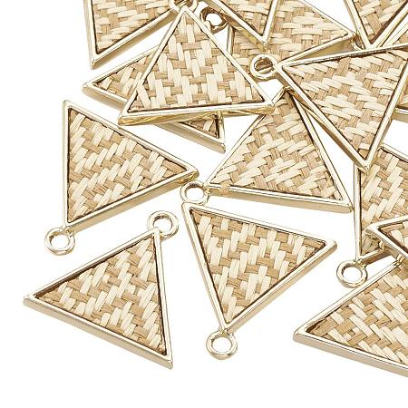 ARRICRAFT Environ 50pcs Golden Alloy Triangle Pendants with Decoration of Wheat Charms and Pendants for Necklace, Earring, Bracelet Jewellery Making,24x25x3mm, Hole: 2mm