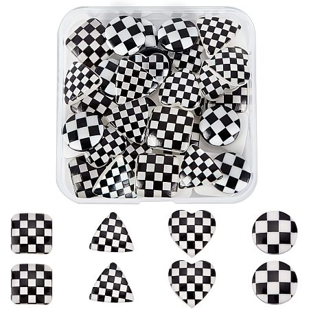 SUPERFINDINGS 40Pcs Opaque Resin Cabochons 4 Style Grid Pattern Slime Charms Triangle Square Heart Flatback Bead Button for DIY Scrapbooking Embellishments Phonecover Hair Clip Jewelry Craft