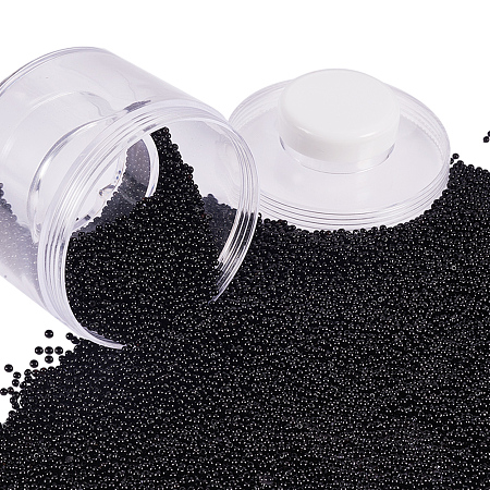 PandaHall Elite About 10000 Pcs 12/0 Glass Seed Beads Opaque Black Round Pony Bead Mini Spacer Beads Diameter 2mm with Container Box for Jewelry Making