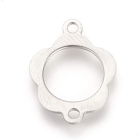 UNICRAFTALE 100pcs Pressed Flower Links Stainless Steel Charm Open Back Bezels Jewelry Connectors 10mm Tray for Jewelry Making 19x14.5x1mm, Hole 2mm