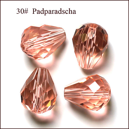 Honeyhandy Imitation Austrian Crystal Beads, Grade AAA, Faceted, Drop, Light Salmon, 10x12mm, Hole: 0.9~1.5mm