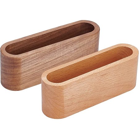 OLYCRAFT 2pcs 2 Style Wood Business Card Holder Wood Desktop Card Holder Wooden Card Case Business Card Display Stand for Office Tabletop