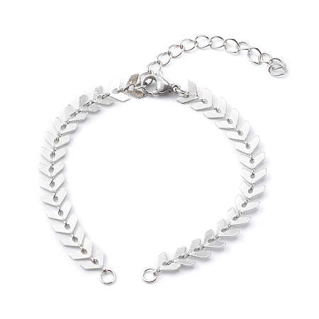Honeyhandy 304 Stainless Steel Cobs Chains Bracelet Makings, with Spring Ring Clasps and Jump Rings, Stainless Steel Color, 6-1/8 inch(15.7cm), Hole: 2mm