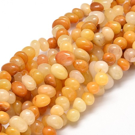 Natural Topaz Jade Gemstone Nuggets Bead Strands, 6~10x9~12x8~10mm, Hole: 1mm, about 15.3 inch~15.7 inch