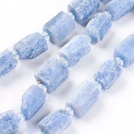 Arricraft Natural Blue Calcite Beads Strands, Rectangle, 14~17x10.5~12.5x10~12mm, Hole: 1mm, about 20pcs/strand, 15.7 inches(40cm)