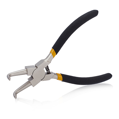 Pandahall Elite Circlip Pliers External Heavy Duty Snap Ring Pliers with Bent Jaw, Ring Remove Retaining Plier for Jewelry Making DIY Crafts