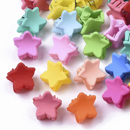 Honeyhandy Hair Accessories, Plastic Claw Hair Clips, Spray Paint, Star, Mixed Color, 14x14x17mm