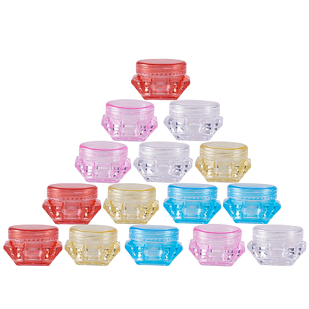 SUNNYCLUE Transparent Plastic Cosmetics Cream Jar, Empty Portable Refillable Bottle, Mixed Color, Capacity: 3g/5g; 50pcs/set
