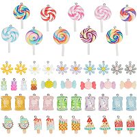 NBEADS 58 Pcs Resin Charms, Polymer Clay Pendants, 5 Styles Pendants Bear Pendants Candy Pendants Lollipop Pendants Daisy and Ice Cream Charms for DIY Jewelry Crafts Making