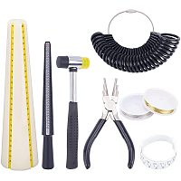 PandaHall DIY Bracelet Ring Tools Kit-Bracelet Mandrel Bangle Sizer Tool, Ring Sizer Measuring Tool, 6-in-1 Bail Making Pliers, Plastic Wrist Sizer and 2 Rolls Copper Jewelry Wire, Set of 8
