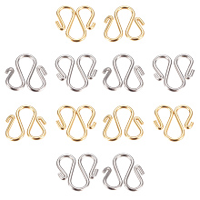 Unicraftale 304 Stainless Steel Hook Clasps, M Clasps, Golden & Stainless Steel Color, 12.5x11.5x1mm, 2 colors, 30pcs/color, 60pcs/box