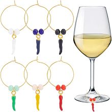 BENECREAT 6Pcs Wine Charms with Chili Pepper Wine Glass Charms Markers Tags Identifiers for Stem Glasses Bachelorette Wine Tasting Party Decorations Mexican Party Supplies